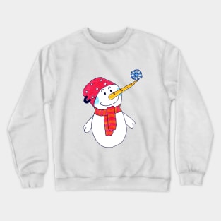 Cute Snowman with a Snowflake Kids Drawing Crewneck Sweatshirt